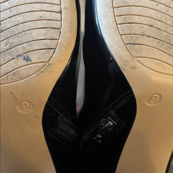 Michael Shannon Black Patent Leather Square Toe Ankle Boots Women’s Size 9 - Picture 8 of 9